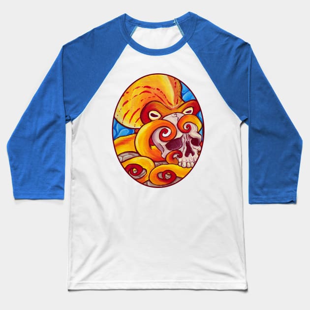 Octopus Treasure Baseball T-Shirt by TaksArt